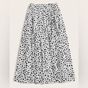 SHEIN Women’s Dalmatian Print Midi Skirt Medium Black White Lined